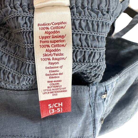 No Boundaries Butterfly Print Dress Womens S(3-5) Gray/Pink/Black Smocked Skater - Picture 8 of 9